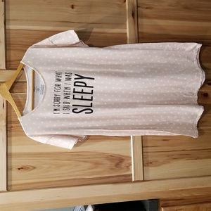 Secret Treasures Lazy Day Pink and White Polka Dot Nightgown Long Sleepshirt